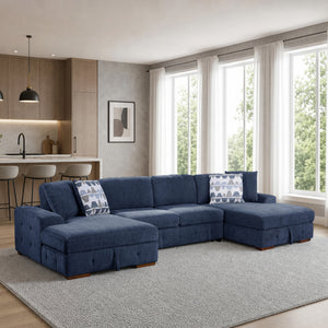 Gillam Chenille 3-Piece Sectional with Left and Right Chaise