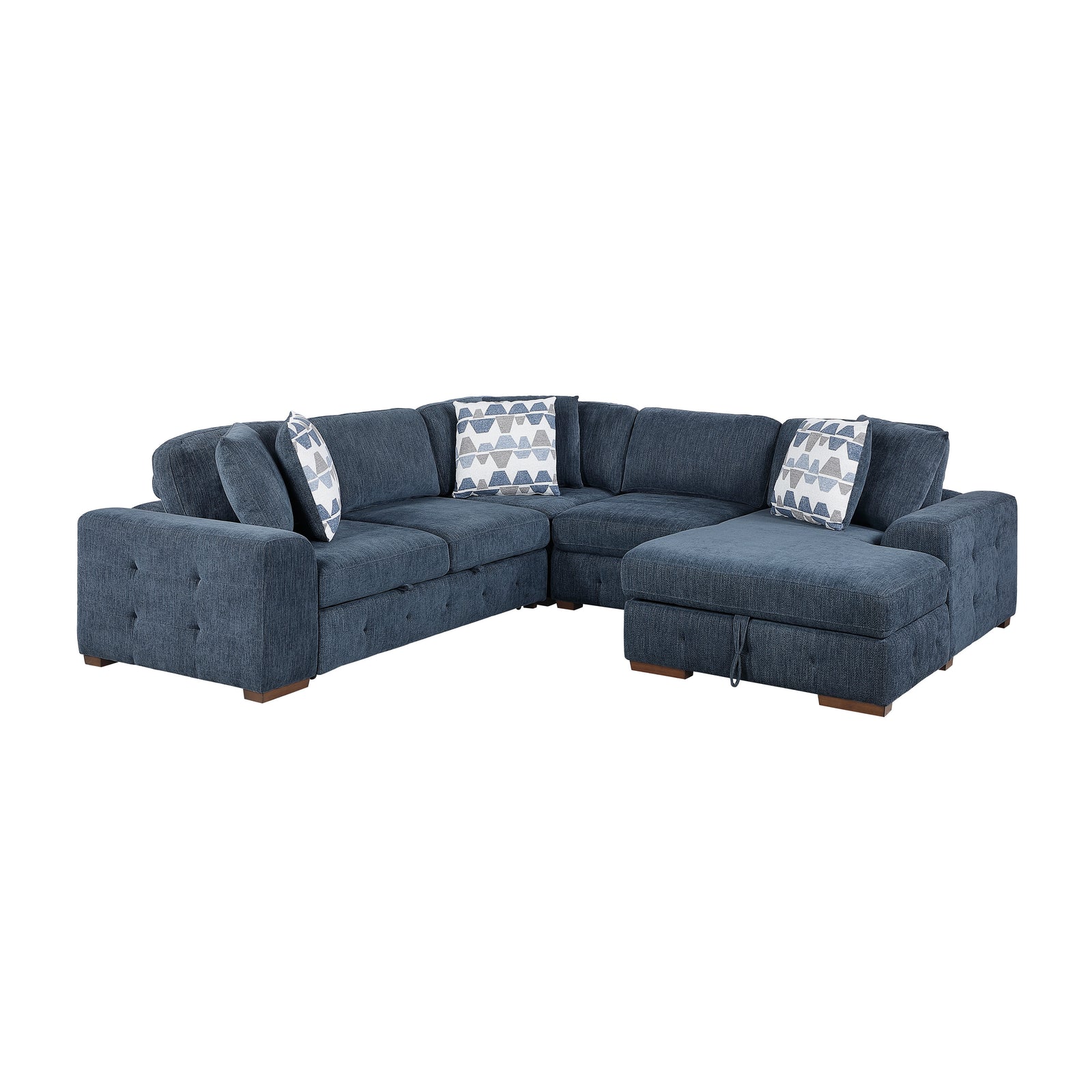 Gillam Chenille 4-Piece Sectional with Right Chaise and Pull-out Bed