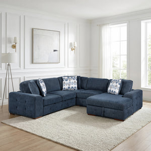 Gillam Chenille 4-Piece Sectional with Right Chaise and Pull-out Bed