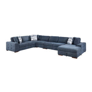 Gillam Chenille 5-Piece Sectional with Right Chaise and Pull-out Bed