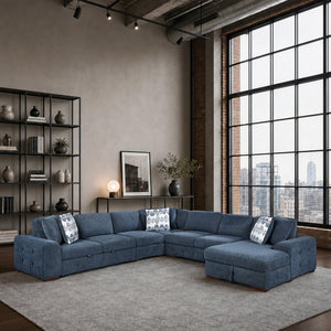 Gillam Chenille 5-Piece Sectional with Right Chaise and Pull-out Bed