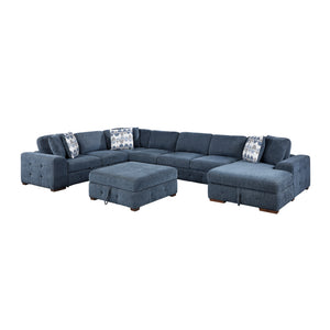 Gillam Chenille 6-Piece Sectional with Right Chaise, Pull-out Bed and Ottoman