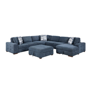Gillam Chenille 6-Piece Sectional with Right Chaise, Pull-out Bed and Ottoman