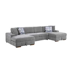 Gillam Chenille 3-Piece Sectional with Left and Right Chaise