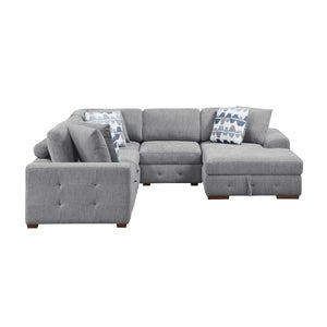 Gillam Chenille 4-Piece Sectional with Right Chaise and Pull-out Bed