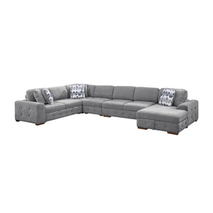 Gillam Chenille 5-Piece Sectional with Right Chaise and Pull-out Bed