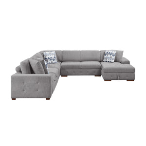 Gillam Chenille 5-Piece Sectional with Right Chaise and Pull-out Bed