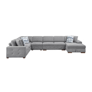 Gillam Chenille 5-Piece Sectional with Right Chaise and Pull-out Bed