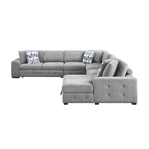 Gillam Chenille 5-Piece Sectional with Right Chaise and Pull-out Bed