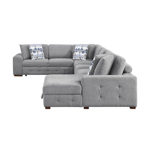 Gillam Chenille 5-Piece Sectional with Right Chaise and Pull-out Bed