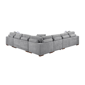 Gillam Chenille 5-Piece Sectional with Right Chaise and Pull-out Bed