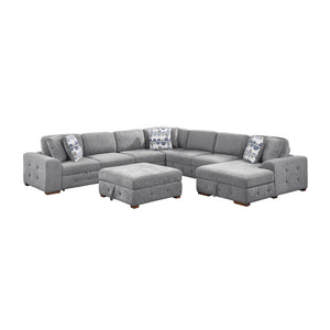Gillam Chenille 6-Piece Sectional with Right Chaise, Pull-out Bed and Ottoman