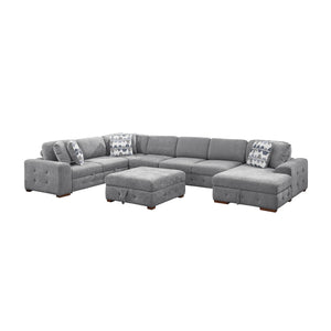 Gillam Chenille 6-Piece Sectional with Right Chaise, Pull-out Bed and Ottoman