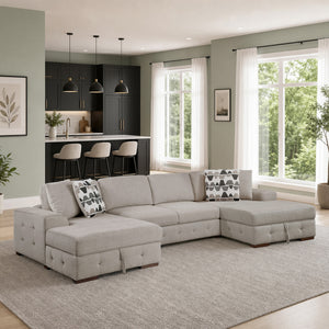 Gillam Chenille 3-Piece Sectional with Left and Right Chaise