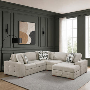 Gillam Chenille 4-Piece Sectional with Right Chaise and Pull-out Bed