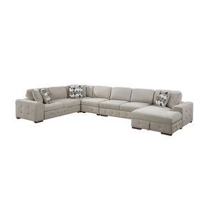 Gillam Chenille 5-Piece Sectional with Right Chaise and Pull-out Bed