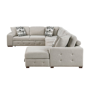 Gillam Chenille 5-Piece Sectional with Right Chaise and Pull-out Bed