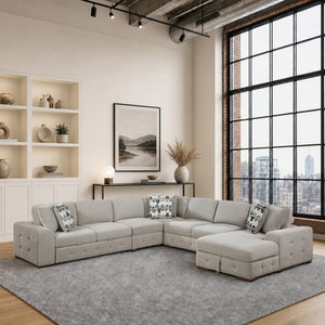 Gillam Chenille 5-Piece Sectional with Right Chaise and Pull-out Bed