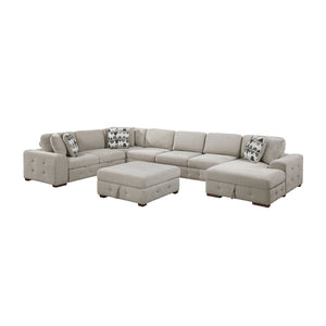 Gillam Chenille 6-Piece Sectional with Right Chaise, Pull-out Bed and Ottoman