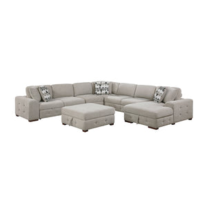 Gillam Chenille 6-Piece Sectional with Right Chaise, Pull-out Bed and Ottoman