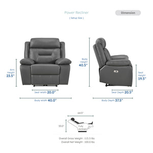Garrey  3-Piece Leather Match Power Reclining Sofa set