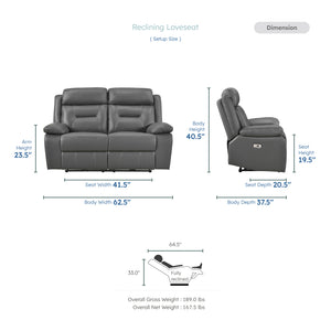 Garrey  3-Piece Leather Match Power Reclining Sofa set