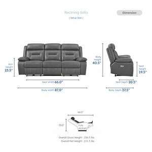Garrey  3-Piece Leather Match Power Reclining Sofa set