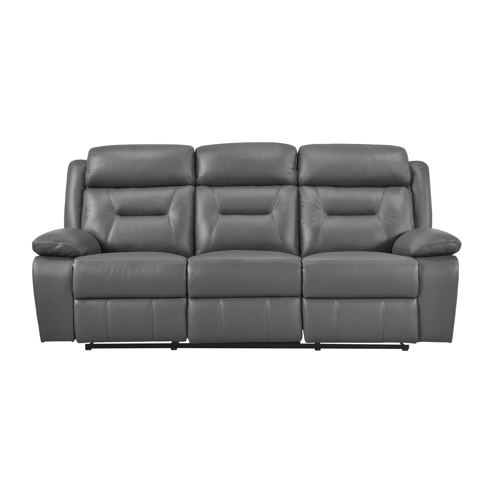 Papyrus Leather Match Manual Double Reclining Sofa