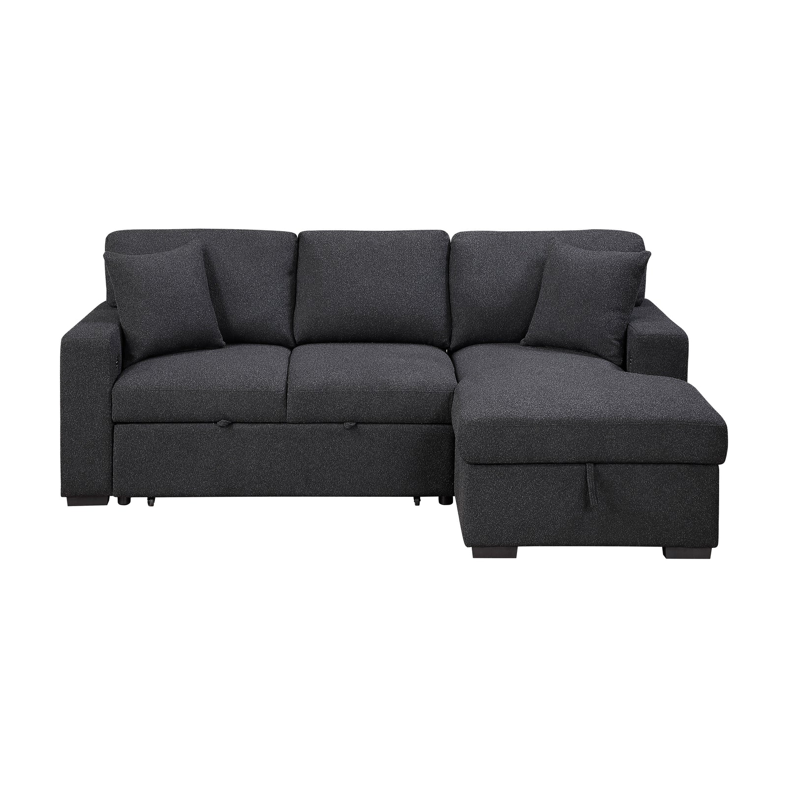 Salida Boucle Sectional with Right Chaise, Pull-out Bed, Hidden Storage and Shelves, Charging Ports