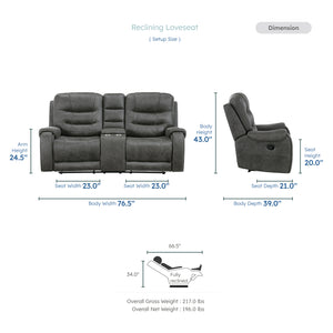 Gerald Microfiber Manual Double Reclining Loveseat