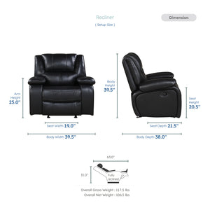 Baron Leather Match Glider Manual Reclining Chair