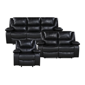 Baron 3-Piece Leather Match Manual Reclining Sofa Set