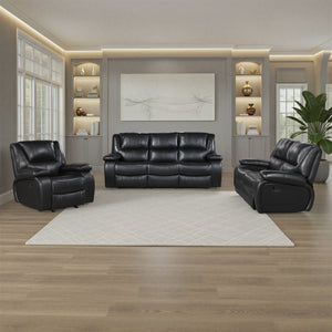 Baron 3-Piece Leather Match Manual Reclining Sofa Set