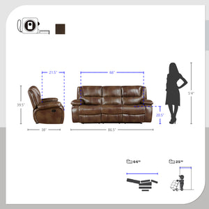 Baron 2-Piece Leather Match Manual Reclining Sofa Set