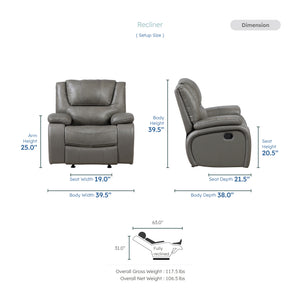 Baron Leather Match Glider Manual Reclining Chair