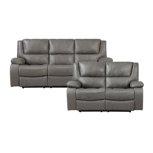 Baron 2-Piece Leather Match Manual Reclining Sofa Set