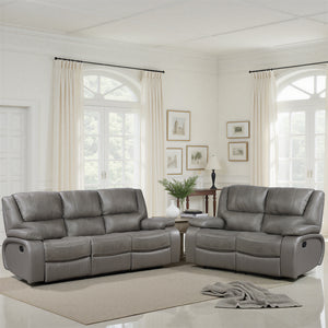 Baron 2-Piece Leather Match Manual Reclining Sofa Set