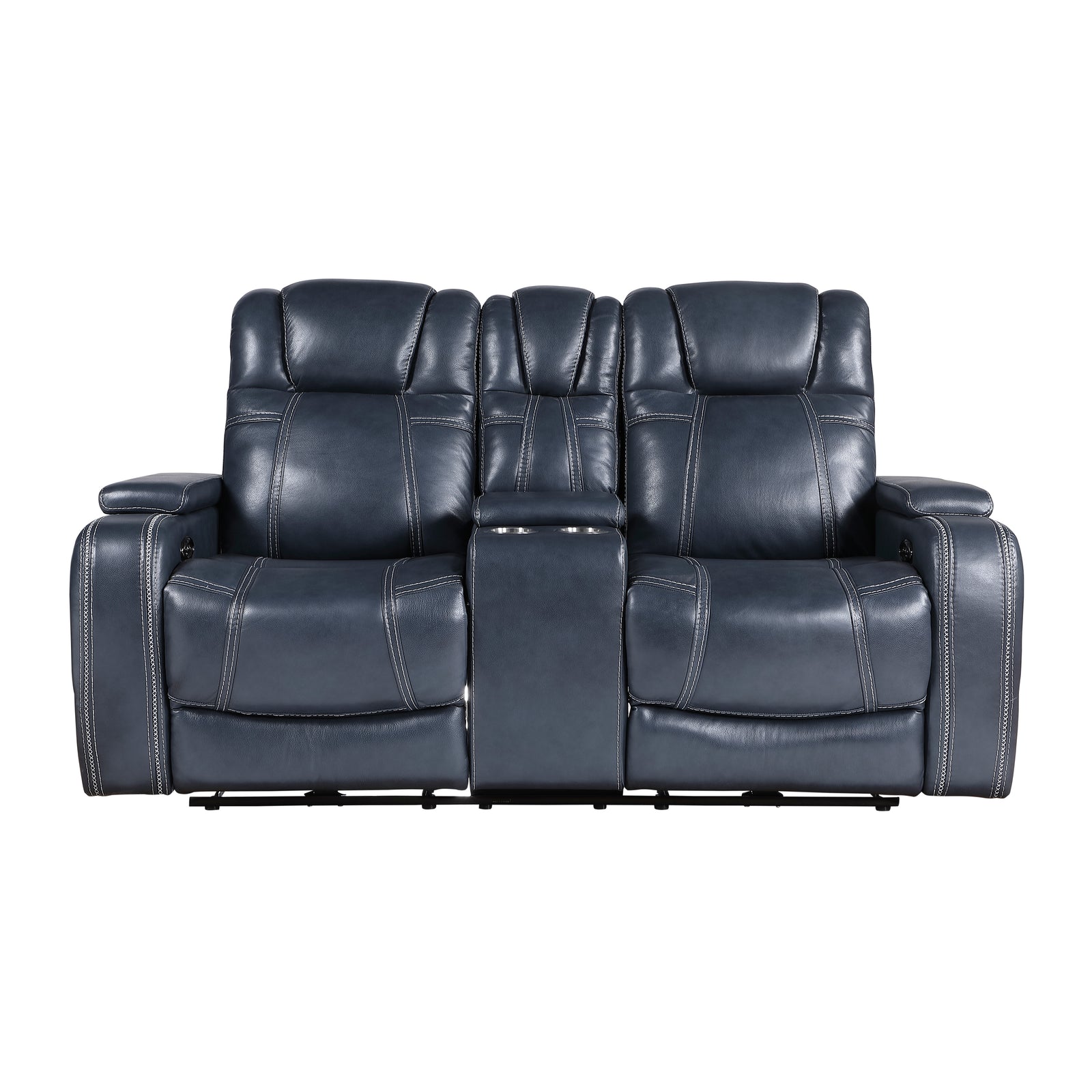 Lourical Leather Match Power Double Reclining Loveseat