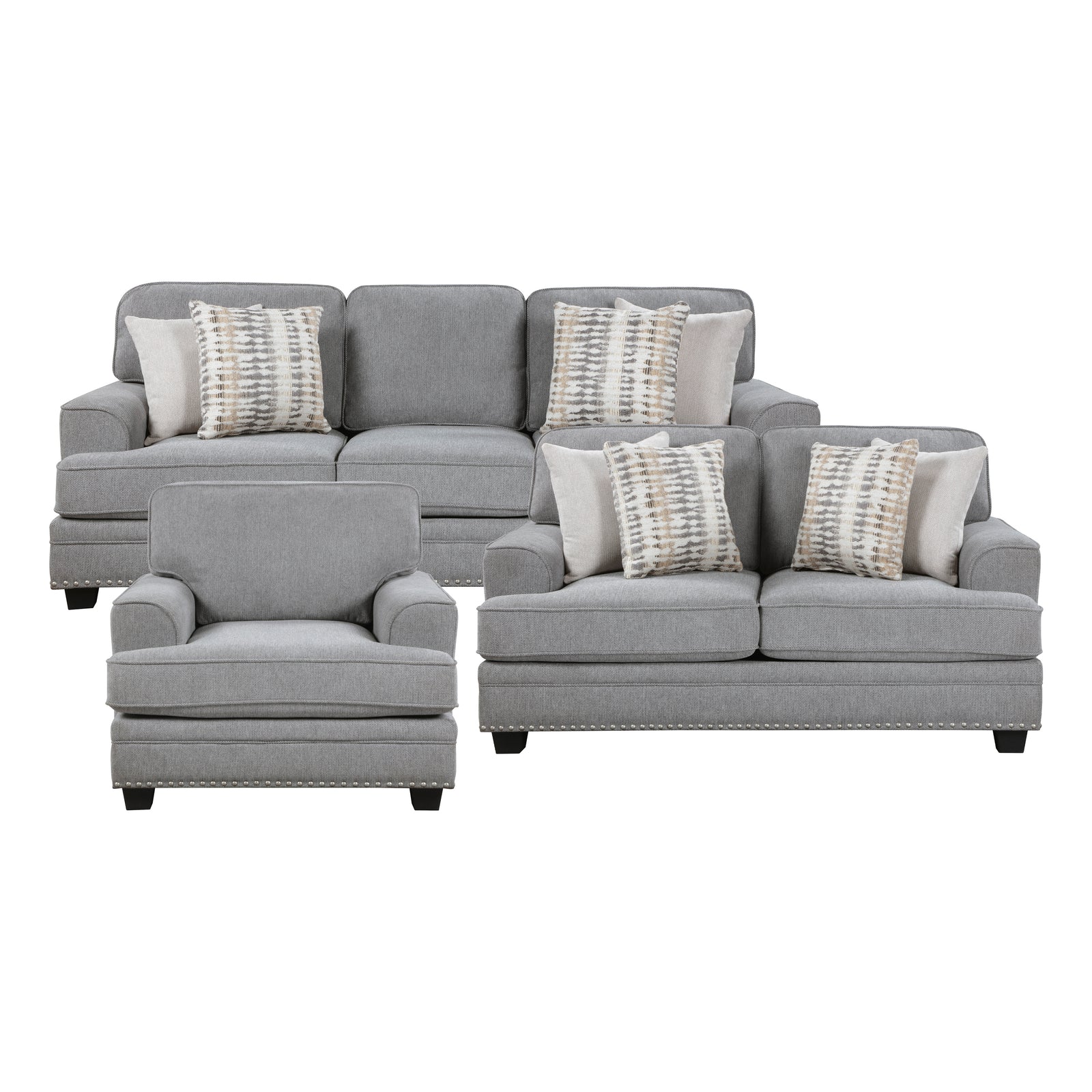 Pombal 3-Piece Chenille Living Room Sofa Set