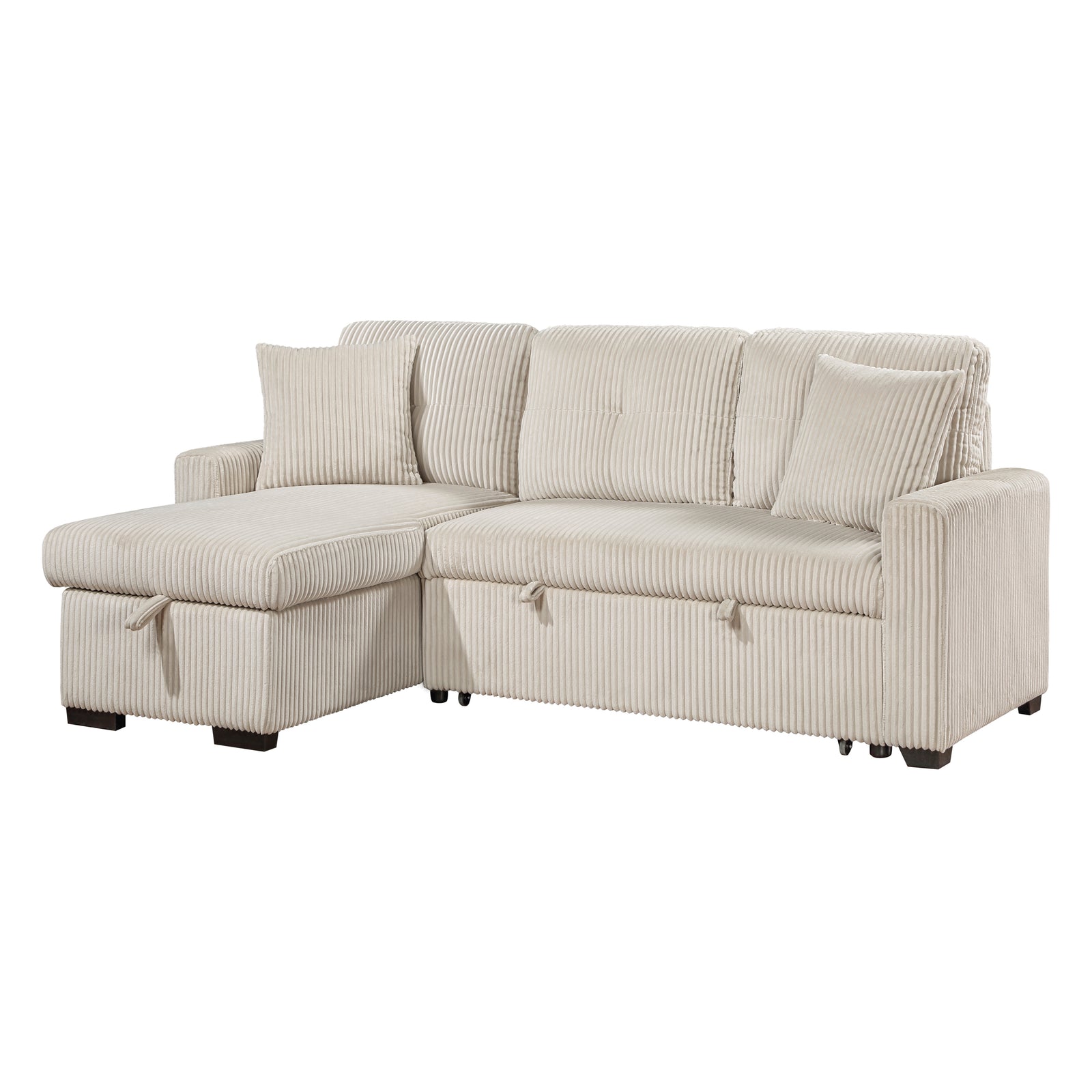 Jessenia Corduroy 3-Piece Reversible Sectional with Pull-out Bed