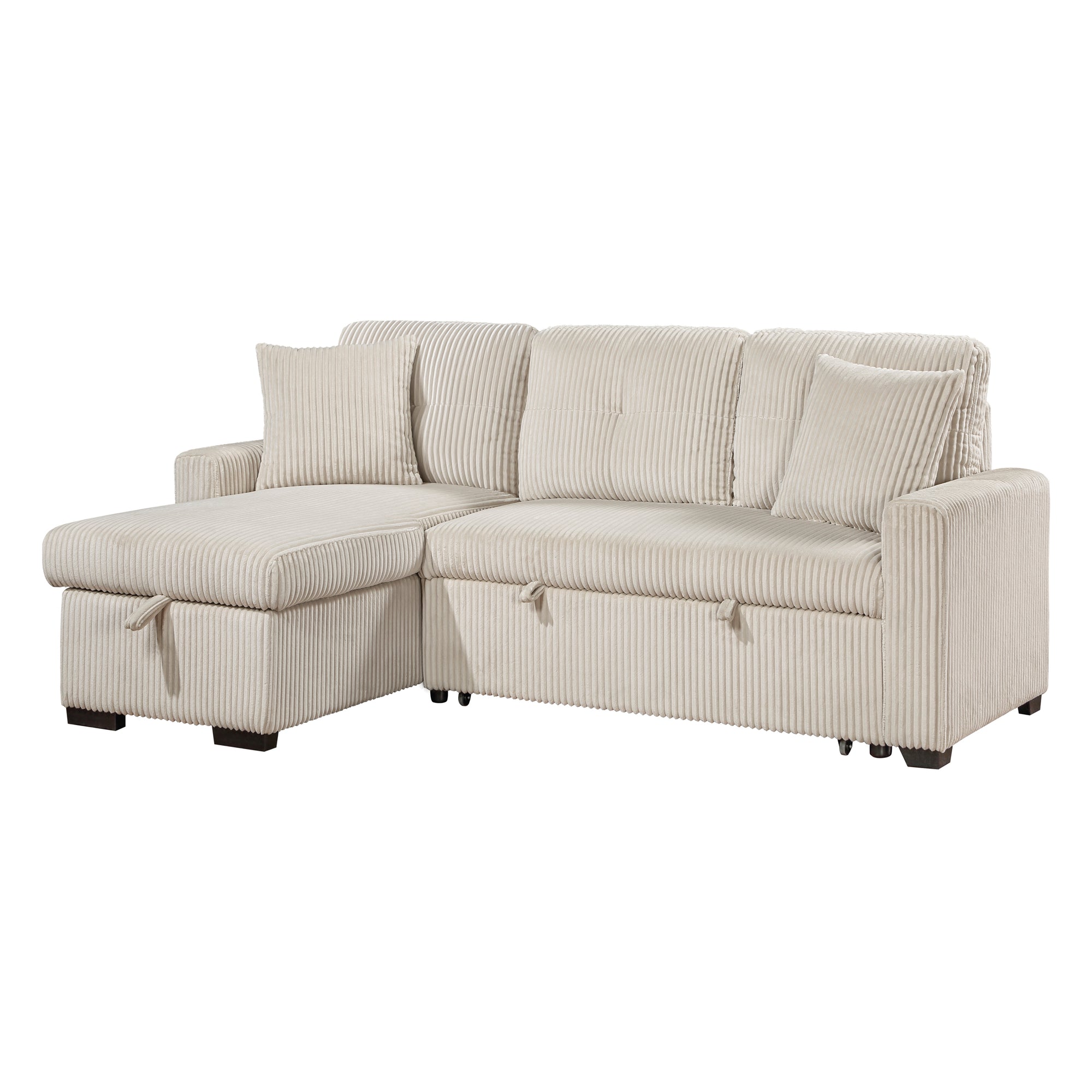 Jessenia Corduroy 3-Piece Reversible Sectional with Pull-out Bed