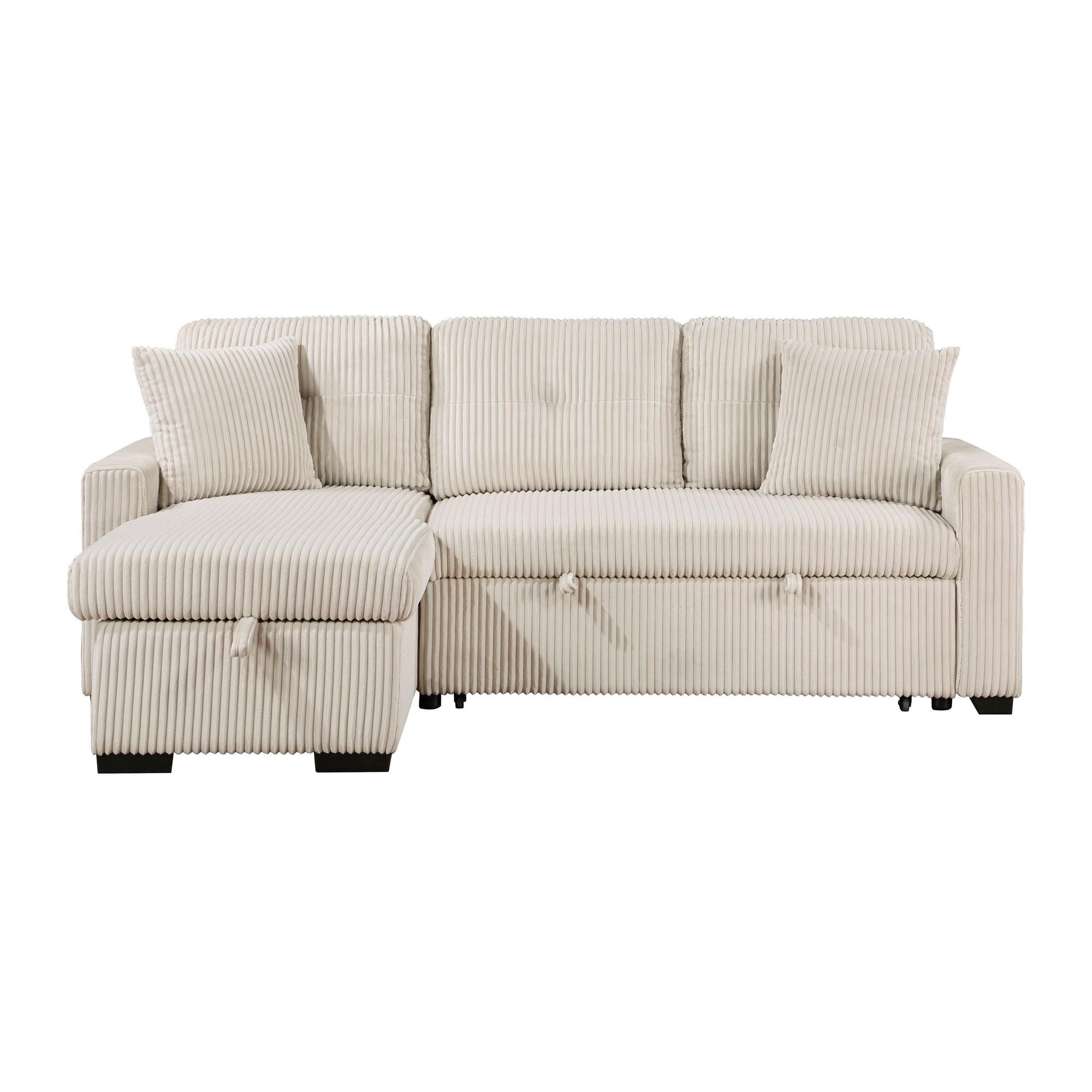 Jessenia Corduroy 3-Piece Reversible Sectional with Pull-out Bed