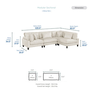 Jonas Corduroy 4-Piece Modular Sectional