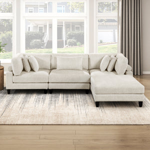 Jonas Corduroy 4-Piece Modular Sectional with Ottoman