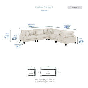 Jonas Corduroy 5-Piece Modular Sectional