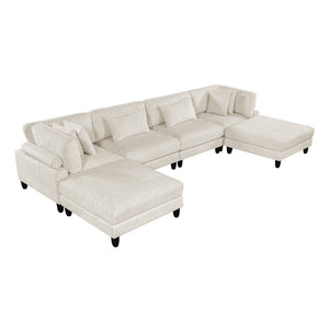 Jonas Corduroy 6-Piece Modular Sectional Sofa with Ottoman