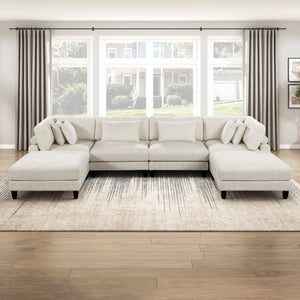 Jonas Corduroy 6-Piece Modular Sectional Sofa with Ottoman