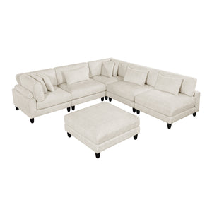 Jonas Corduroy 6-Piece Modular Sectional Sofa with Ottoman