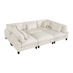 Jonas Corduroy 6-Piece Modular Sectional Sofa with Ottoman