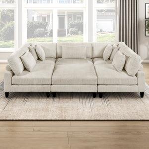 Jonas Corduroy 6-Piece Modular Sectional Sofa with Ottoman
